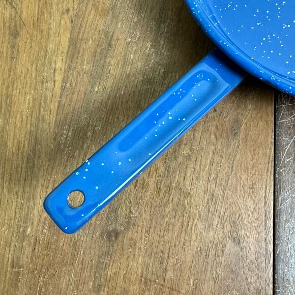 Vintage blue‎ white speckled enamel granite ware skillet cooking pan - Picture 3 of 7